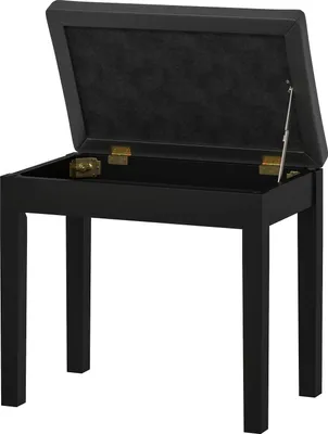 Immagine prodotto di Panca per pianoforte, rivestimento in Pelle finta, bottoni trapuntati, spazio di archiviazione, gambe in legno, nero