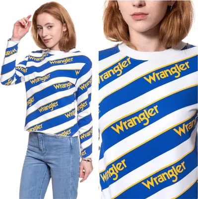 Obrázok produktu pre WRANGLER, dámska mikina, model B&Y ALL OVER SWT, veľkosť XS, biela, s kapucňou, mikina s kapucňou