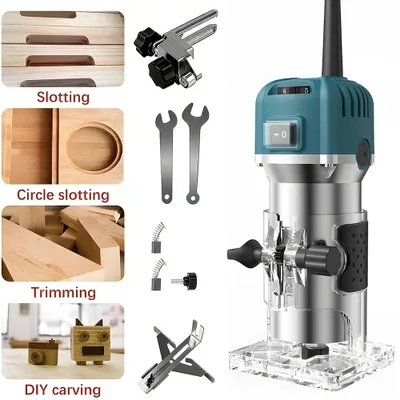 Produktbild von Elektrischer Kantenfräser - Handoberfräse für Holz - 30.000 U/min - 6,35-mm-Spannzange - Gravieren - Fräsen - Typ B