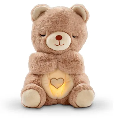 Produktbild von Nachtlicht Baby Kuscheltier Spieluhr - Licht und Musik - Weißes Rauschen - Atemimitation - Abnehmbarer Bezug