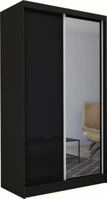 Produktbild von Masseno Schiebetürenschrank PATRIZIA 150 cm Kleiderschrank Schlafzimmer Schrank 2-türig mit Spiegel Schwarz