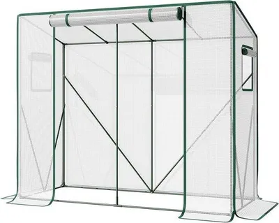 Obrázek produktu pro Fóliový skleník na rajčata pro balkon a zahradu 200 x 775 x 170 cm, bílá PE fólie, šikmá střecha