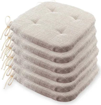 Zdjęcie produktu dla etérea zestaw 6 poduszek do siedzenia - poduszka na krzesło Levio 40x40 cm - twarda i miękka wyściełana - poduszka na krzesło do wewnątrz i na zewnątrz -  Germany - Beige Natural