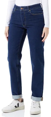 Productafbeelding van Jack & Jones damesbroek Jxseoul Straight Mw Rc3001 Rcy, donkerblauwe denim, maat 31