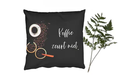 Produktbild von MuchoWow® Zierkissen Sofakissen Wohnzimmer Dekokissen 40x40 cm Zitate - Kaffee nörgelt nicht - Sprichwörter - Kaffee - Foto Kissen - Schlafzimmer Dekoration