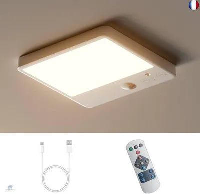 Obrázek produktu pro LED stropní svítidlo s pohybovým čidlem, dobíjecí bezdrátová LED lampa, 12 V, matná bílá, 10 W