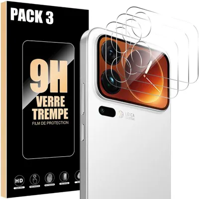Image de 3 Verres Trempés Arrière pour Xiaomi 17 Pro, Protection Anti-Rayures 9H Antichoc Transparent