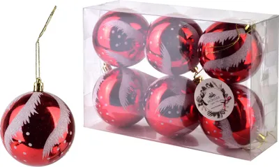 Produktbild von Weihnachtskugeln Set 6 Stück Santa Design in Lila – Hochwertige Dekoration