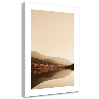 Produktbild von Leinwandbild Ruhiger See 80x120 Feeby Beige bild für die wand bereit zum aufhängen