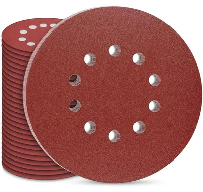Image de Papier abrasif 225 mm avec système de fixation Velcro, 30 pièces, grain P150, 10 trous, pour ponceuses à plaques de plâtre
