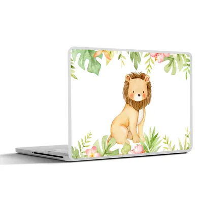 Produktbild von MuchoWow® Laptop Aufkleber Sticker Cover Löwe - Dschungel - Pflanzen - Blumen 30x22 cm - Laptop-Sticker