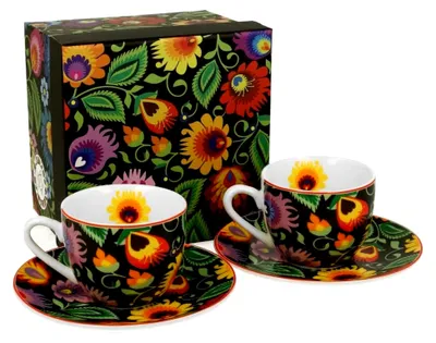 Produktbild von 2er-Set Espressotassen 90 ml mit Untertassen aus New Bone China Porzellan