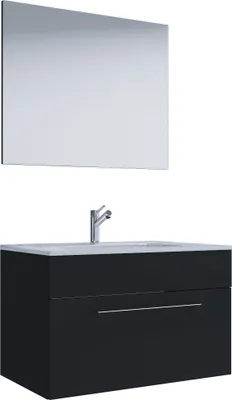 Produktbild von VCM 3-tlg. Waschplatz Waschtisch | Waschbecken Unterschrank Breite 80 cm | Badmöbel Set hängend mit einer Schublade Spiegel | Badinos