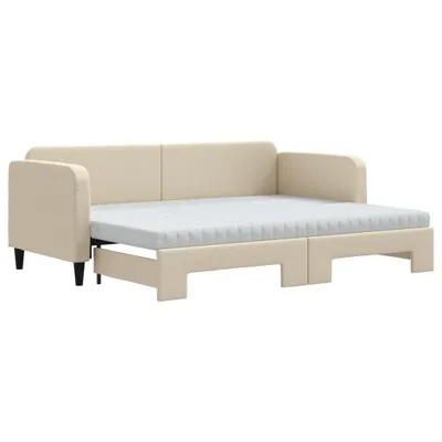 Obrázok produktu pre vidaXL Rozkladacia posteľ s matracmi Cream 80x200 cm Látka