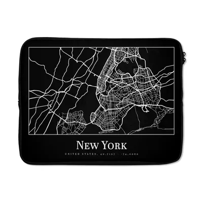 Produktbild von MuchoWow® Laptop Hülle 17 Zoll Laptoptasche Karte - New York - Stadtplan - Karte - Zipper - Schutzabdeckung