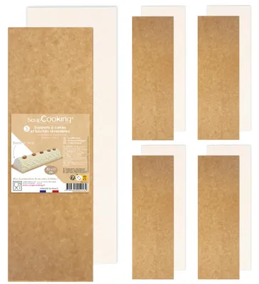 Immagine prodotto di Set di 5 alzate rettangolari per dolci 30 x 10 cm – Kraft – Scrapcooking