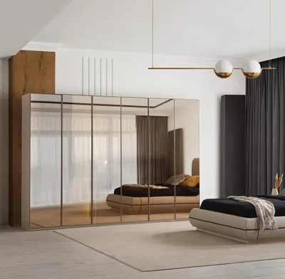 Image de Armoire moderne à 6 portes Armoire de rangement pour chambre à coucher