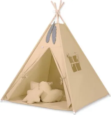 Produktbild von Tipi-Zelt für Kinder – Spielzelt – leicht und einfach aufzubauen, Baumwolle und Holz