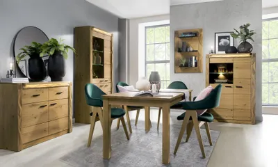 Produktbild von Vitrine Holz Schrank Klassische Vitrinen Holz Schränke Design Wohnzimmer  Neu