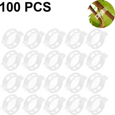 Produktbild von 100 STK Kunststoff Pflanzen Clips Pflanzenklammern Rebe Clips für Gemüse Tomate Pflanze Unterstützung(Transparent White)