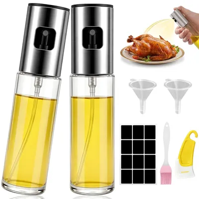 Ölzerstäuber-Set 2er-Pack, 100 ml, Glas/Edelstahl