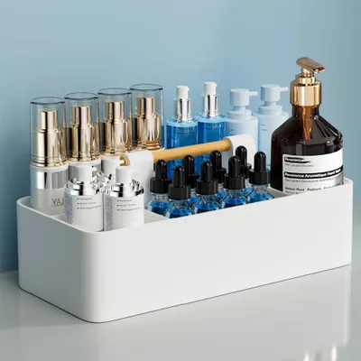 Image de Boîte empilable pour bureau, cuisine et rangement, organiseur de salle de bain avec poignée, organiseur de placard de cuisine en plastique