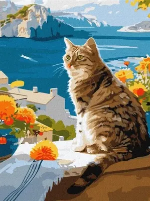 Imagen del producto de Pintura por números - Gato soñador, 30x40 cm - Ideyka