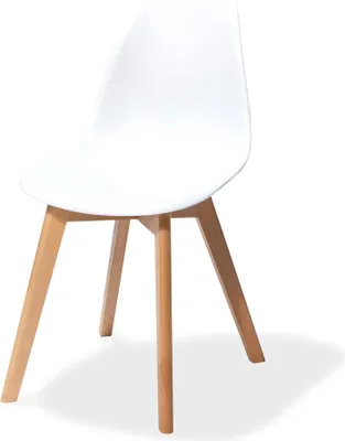 Produktbild von Keeve Stapelstuhl weiss ohne armlehne, birkenholz gestell und kunststoff sitzfläche, 47x53x83cm (BxTxH), 505F01SW