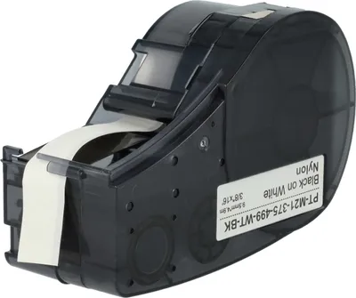 Produktbild von vhbw Schriftband-Kassette kompatibel mit Brady M211 Etiketten-Drucker 4,88m x 9,53mm Schwarz auf Weiß, Nylon Cloth Polyamid