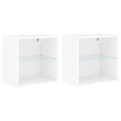 Produktbild von vidaXL Wand-Nachttische mit LED-Leuchten 2 Stk. Weiß