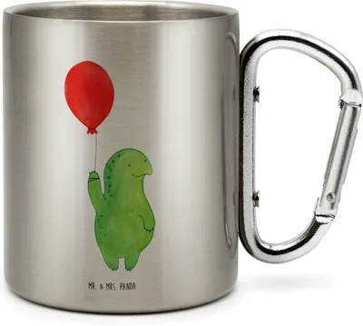 Produktbild von Mr. & Mrs. Panda Thermobecher Schildkröte Luftballon - Transparent - Geschenk, Jahrmarkt, Schildkröten, Motivationsspruch, Teetasse, Isolierbecher, Edelstahl, Ballon