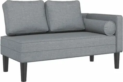 A chaiselongue with cushions on a white background.