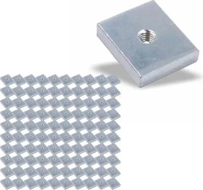 Produktbild von 100x Nutenstein | Gewindeplatte 19x16x4 mm M4 Gewinde mittig | Stahl galvanisch verzinkt