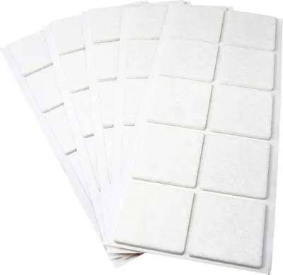 Produktbild von Adsamm® | 50 x selbstklebende Filzgleiter / Weiß / 45x45 mm / quadratisch / Möbelgleiter aus Filz mit 3.5 mm Stärke
