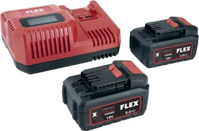 Produktbild von FLEX Akku-Set Starter-Set Schnellladegerät 2x Akkus 18V 5Ah 532739