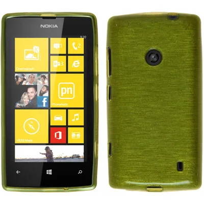 Produktbild von PhoneNatic Case kompatibel mit Nokia Lumia 520 - pastellgrün Silikon Hülle brushed + 2 Schutzfolien