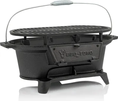 Obrázok produktu pre Grilovací liatinový hrniec BBQ-Toro s grilovacím stojanom | 50 x 25 x 23 cm | Kempinkový gril na drevené uhlie v štýle Hibachi