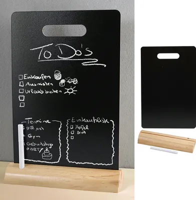 Produktbild von Kreidetafel Aufsteller 20x30x6cm Kiefernholz MDF Kreidestift Memotafel Schreibtafel Tischaufsteller Tafel