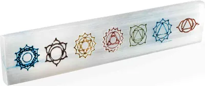 Produktbild von Selenit Wand Graviert (Chakras) 19x4cm – Ideal für Meditation und Heilung