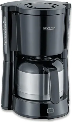 Produktbild von SEVERIN Kaffeemaschine Type KA 4835  aus Kunststoff, gebürstetschwarzsilber Filterkaffeemaschine Kaffeemaschine Filterkaffee Kaffeezubereiter Filterkaffeemaschine Kaffeemaschine Mit Thermoskanne