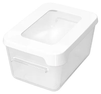 Rechteckige Lunchbox 0,45 l, transparent/weiß, BPA-frei