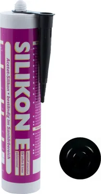 A tube of black silicone sealant and a separate black cap.