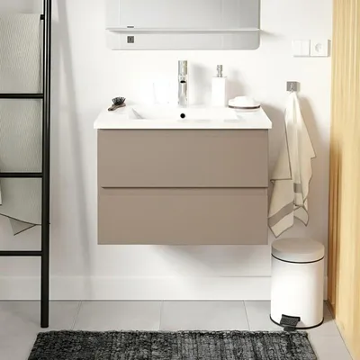 Produktbild von Einzelwaschtisch-Set 60 cm mit Keramikplatte und Chromhahn SORRENTO
