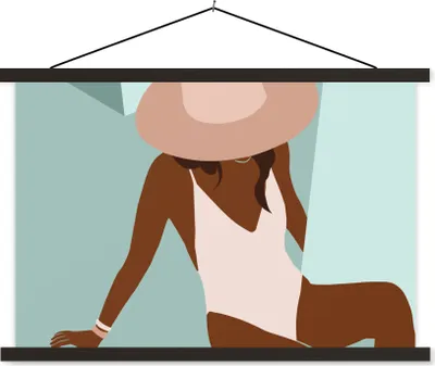 Produktbild von MuchoWow® Textilposter Sommer - Frau - Abstrakt 120x80 cm mit schwarzem Rahmen - Wanddeko