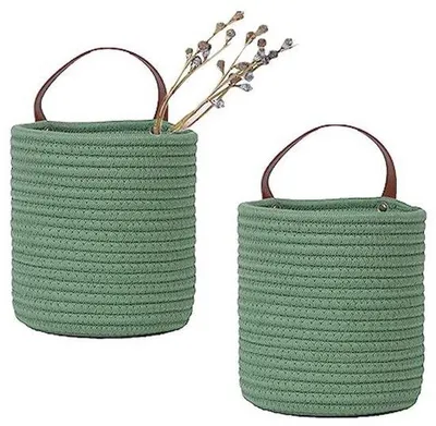 Produktbild von Famanu Wandmand Set – Kleine hängende Aufbewahrungskörbe aus Baumwollseil, 16 x 17,8 cm