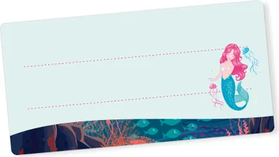 Produktbild von itenga 40x Buchetiketten Meerjungfrau 9x4,5cm Namensetiketten Heftetiketten Schuletiketten