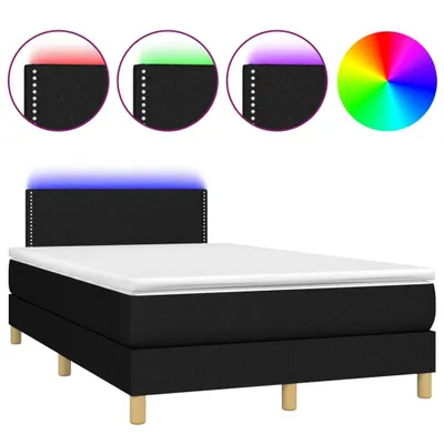 Productafbeelding van Boxspringbed met matras en LED-verlichting, zwart, 120x190 cm, gestoffeerd