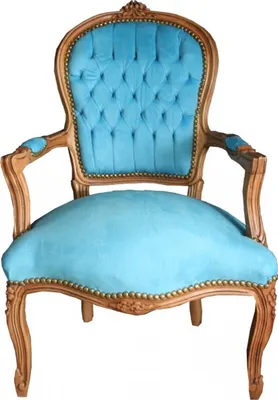 Produktbild von Casa Padrino Barock Salon Stuhl Hellblau / Natural Wood - Möbel Naturholz