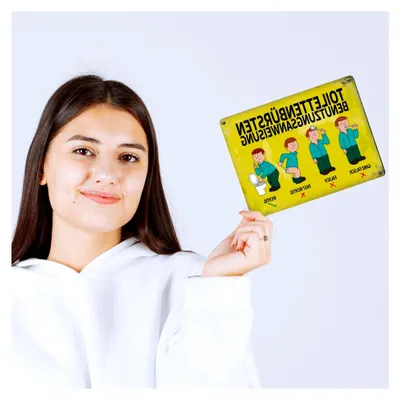 Produktbild von Metallschild mit Anleitung zur Benutzung der Toilettenbürste