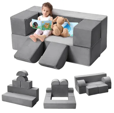 Image de Canapé de jeu pour enfants, canapé modulaire en mousse, solution d'assise moelleuse, gris
